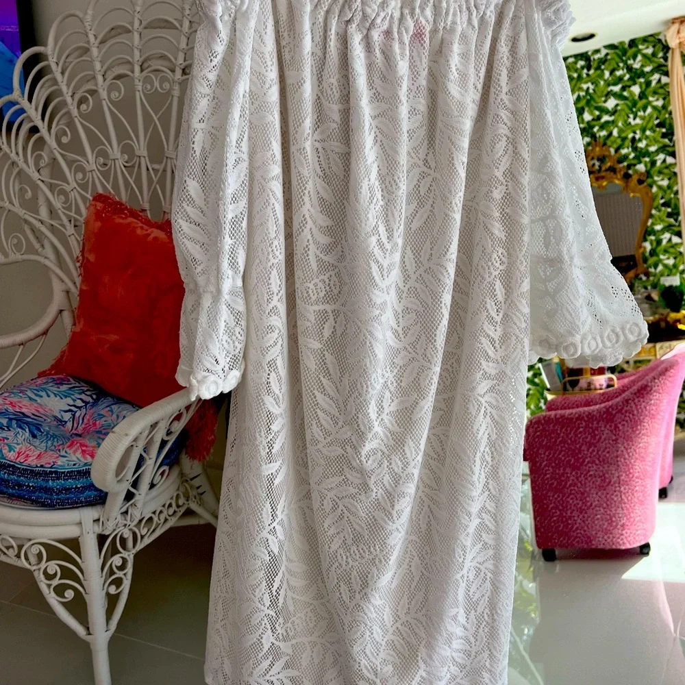 Lilly Pulitzer white off the shoulder lined dress S - Picture 1 of 6